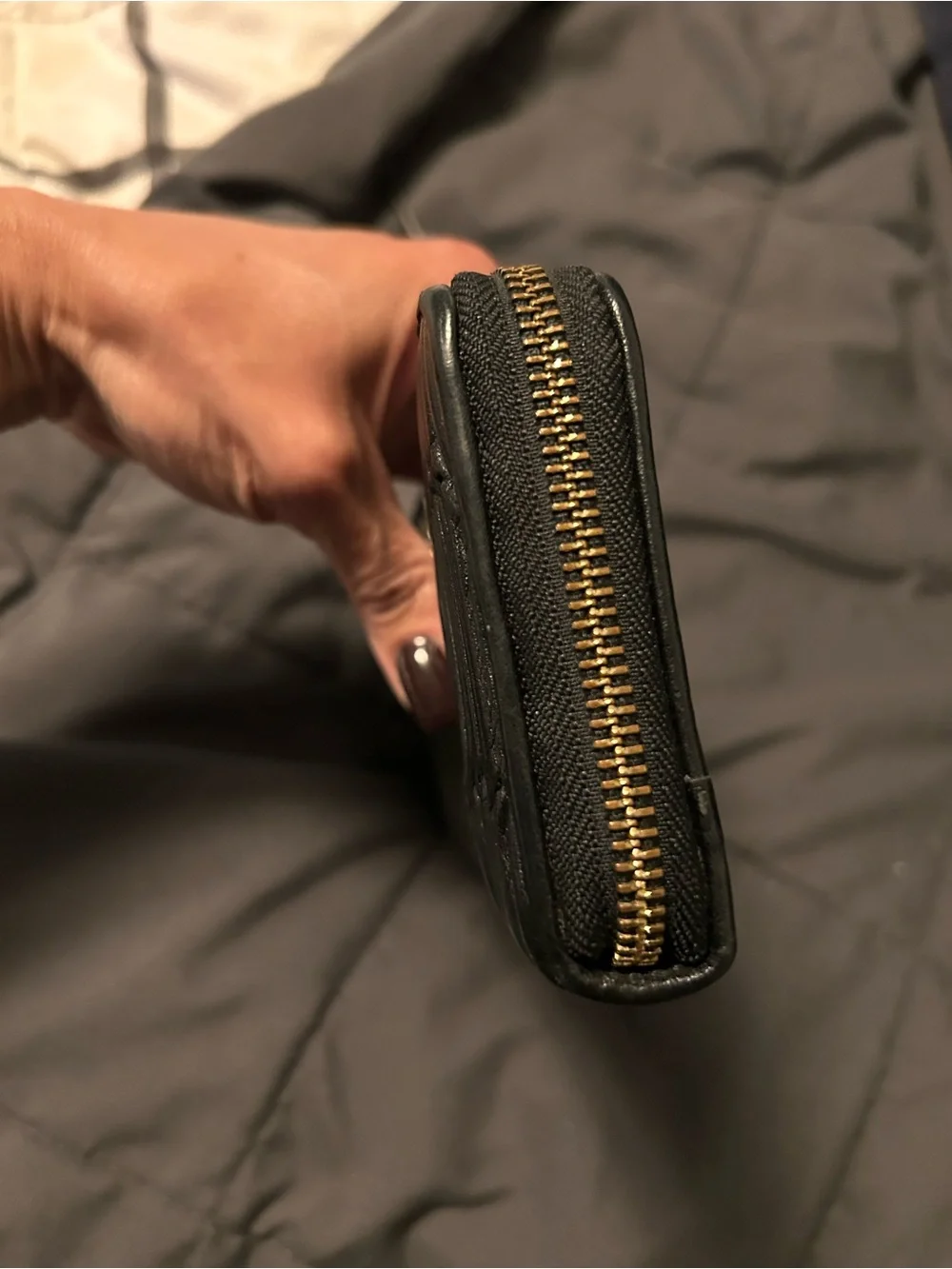 Coach Black Madison Gathered Leather  Zip-Around Wallet